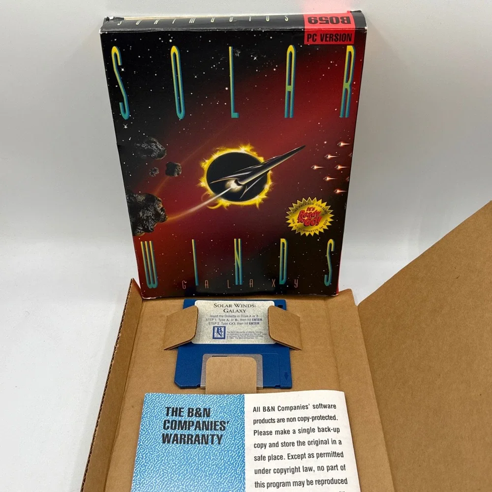Solar Winds Galaxy PC OS 3.5 Disk Vtg Big Box 1994 Moon Doggie B&N Co. Sci Fi